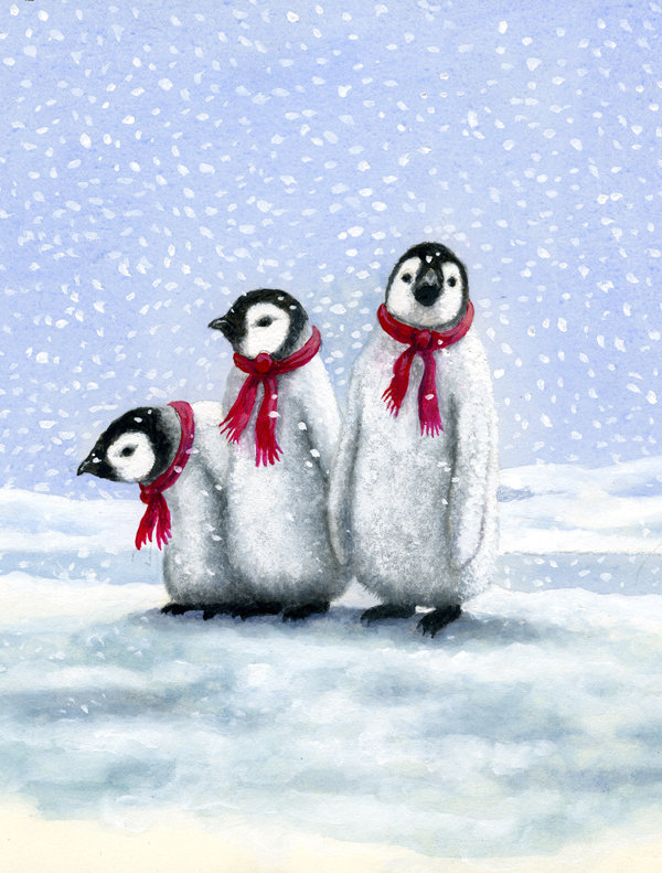 Drapeau de jardin 2 côtés penguins par daphné baxter, H 15 po x l 11 po