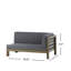 Banc d'extérieur à coin droit avec table basse Oana, coussins gris foncé, bois d'acacia-129507318