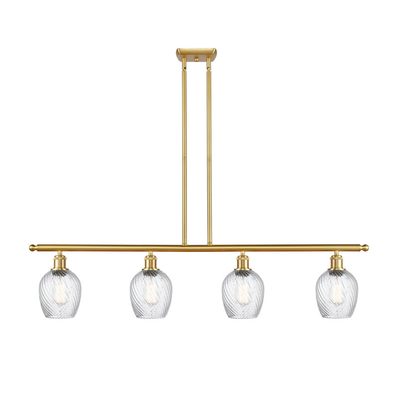 Lyman 4 - Light Kitchen Island Pendant, Clear Spiral Fluted, No Bulb Included, Satin Gold