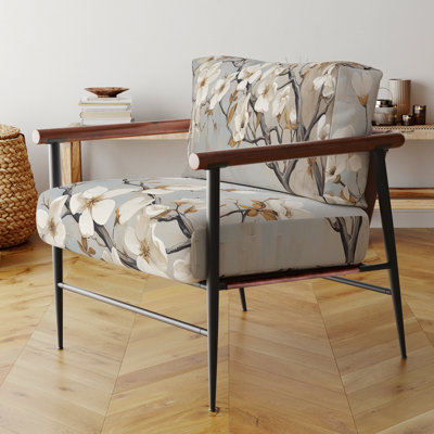 Fauteuil d'appoint rembourré Beige blanc Dogwood Peacefulness