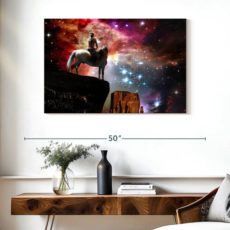 Lelar Native American Warrior At Night, 26" H x 39" W