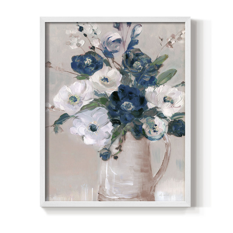 Touch of Teal Arrangement I, reproduction encadrée - bois massif, Blanc, H 14 po x l 11 po