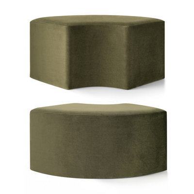 18.5" Height Velvet Upholstered Curved Dining Bench (Set Of 2)