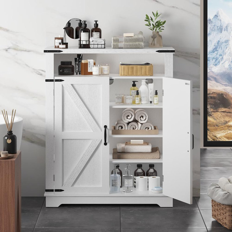 Armoire de rangement autoportante avec portes de grange