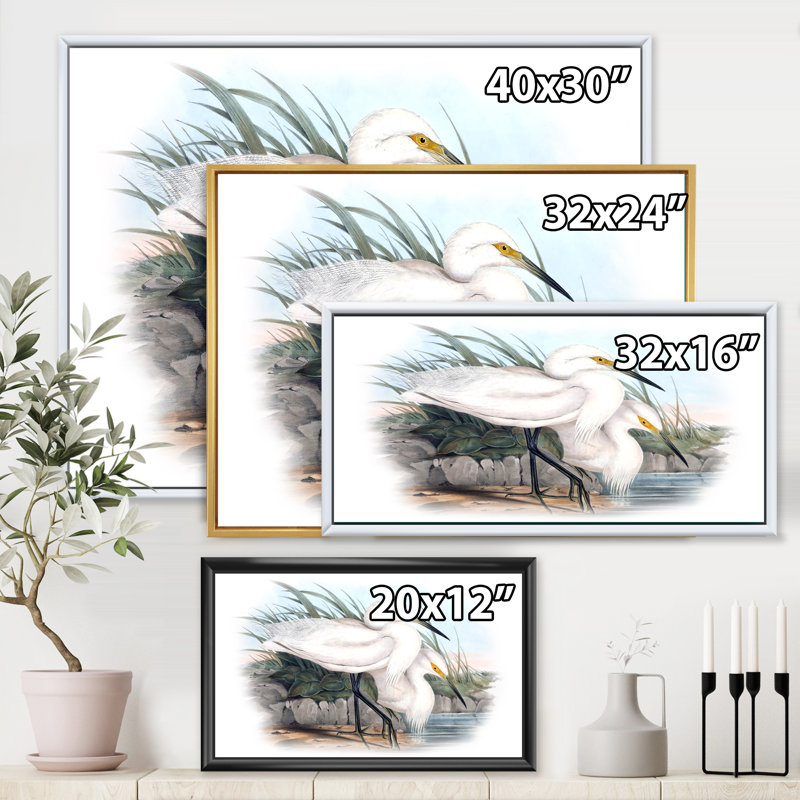 Vie d'oiseau rétro I - peinture sur toile, H 24 po x l 32 po x P 1 po, Cadre flottant noir