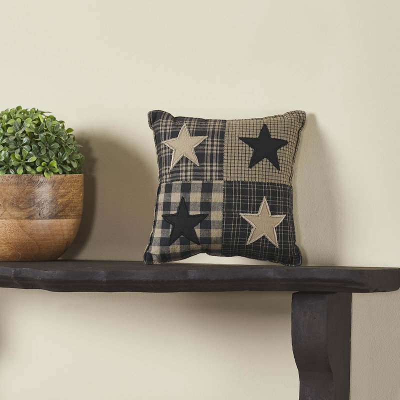 Housse et insert de coussin décoratif carré en polyester Black Check Star