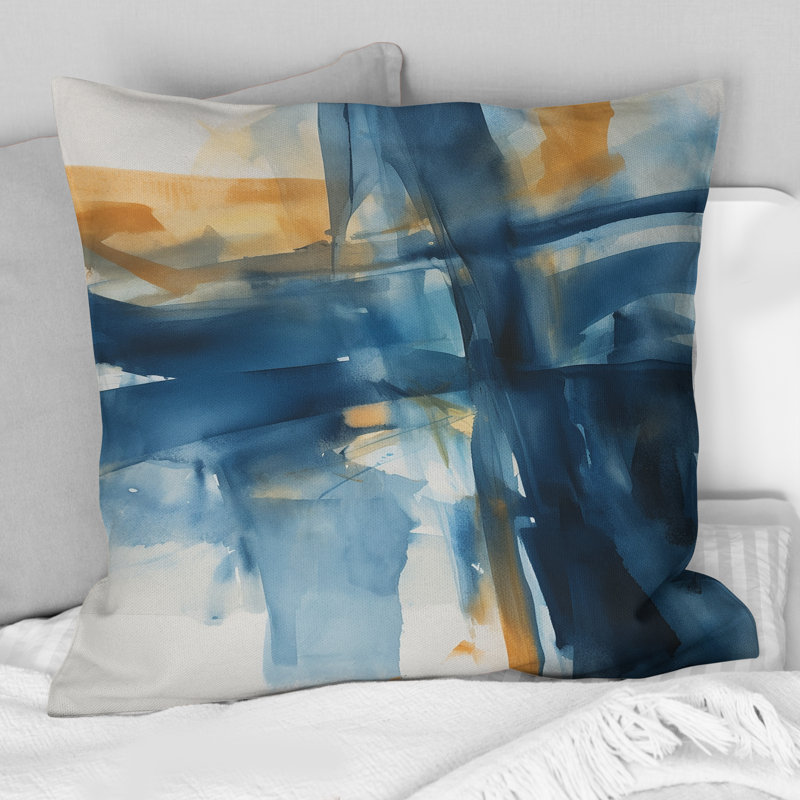 Coussin bleu et doré Fusion VIII - Fractals