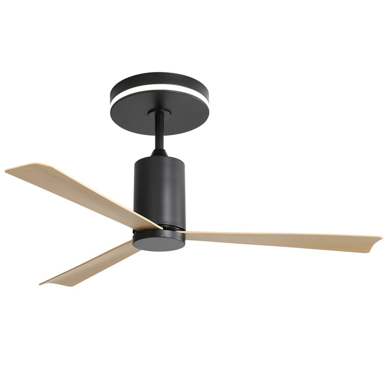 52 Inch Flush Mount Ceiling Fan with LED Light and Remote Control