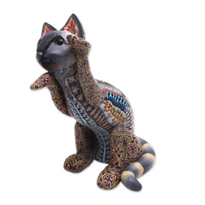 Begging Cat Polymer Clay Sculpture