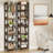 78.7" Extra Tall 7-Tier Rustic Brown Narrow Corner Bookshelf Storage Display Rack For Living Room