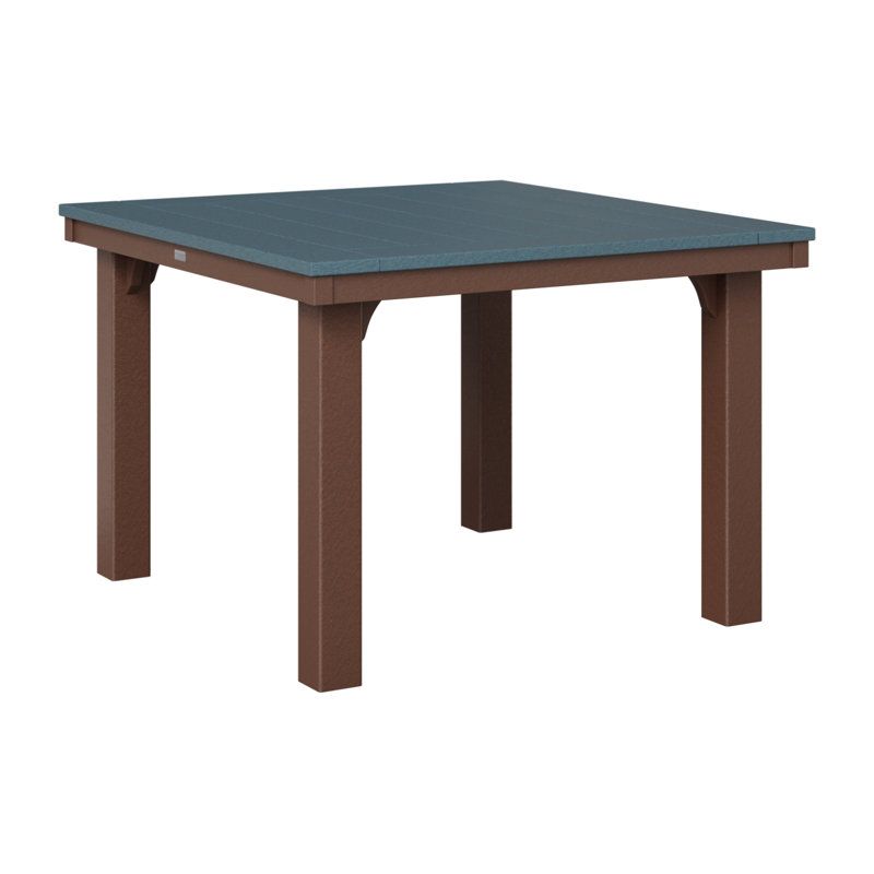 Homestead Outdoor Square Dining Table, Chocolate Brown, Navy Blue