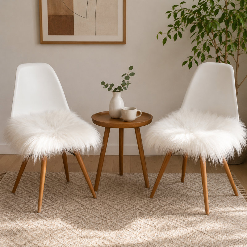 Icelandic Sheepskin Chair Pad Cushion, White