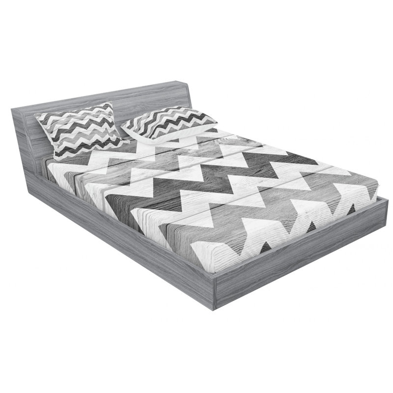 Microfiber Chevron Sheet Set, Queen Sheet Set with Fitted Sheet
