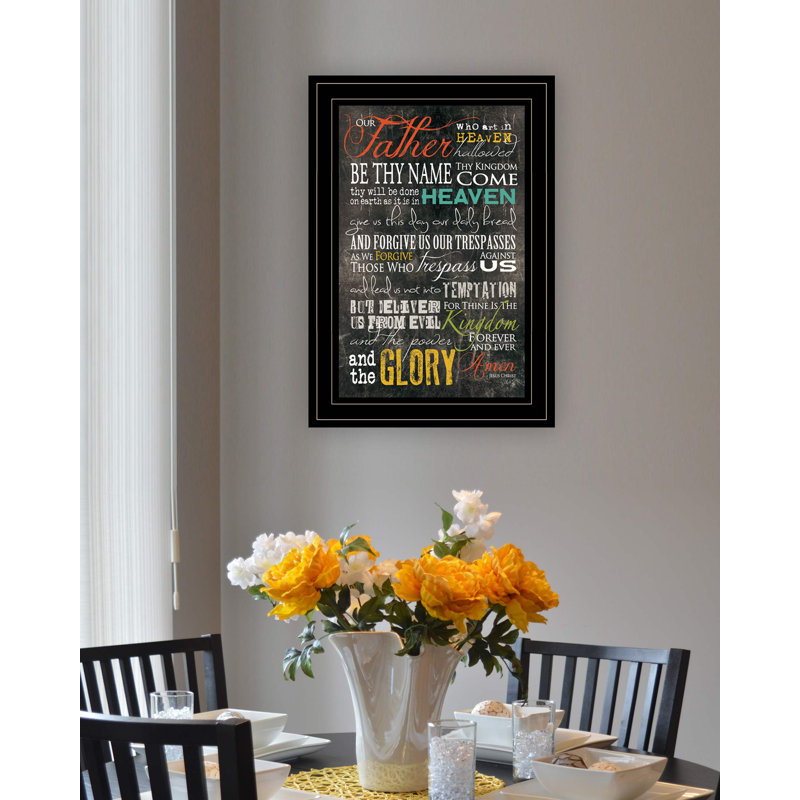 «The Lords Prayer», art mural encadré pour le salon, décoration murale par Marla Rae, Encadré noir / blanc