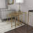 Metal Side End Accent Table with Clear Glass Top