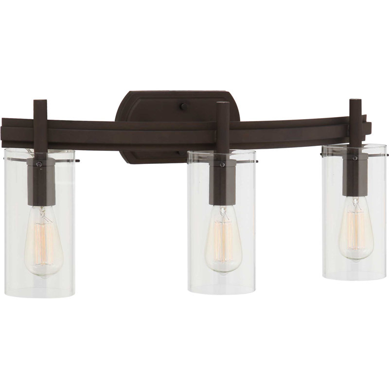 Regina 24" Bronze Dimmable 3-Light Vanity Fixture with Clear Glass Shades