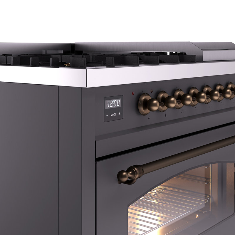 ILVE Nostalgie II 48 Dual Fuel Range , Graphite Matte/Bronze, Liquid Propane