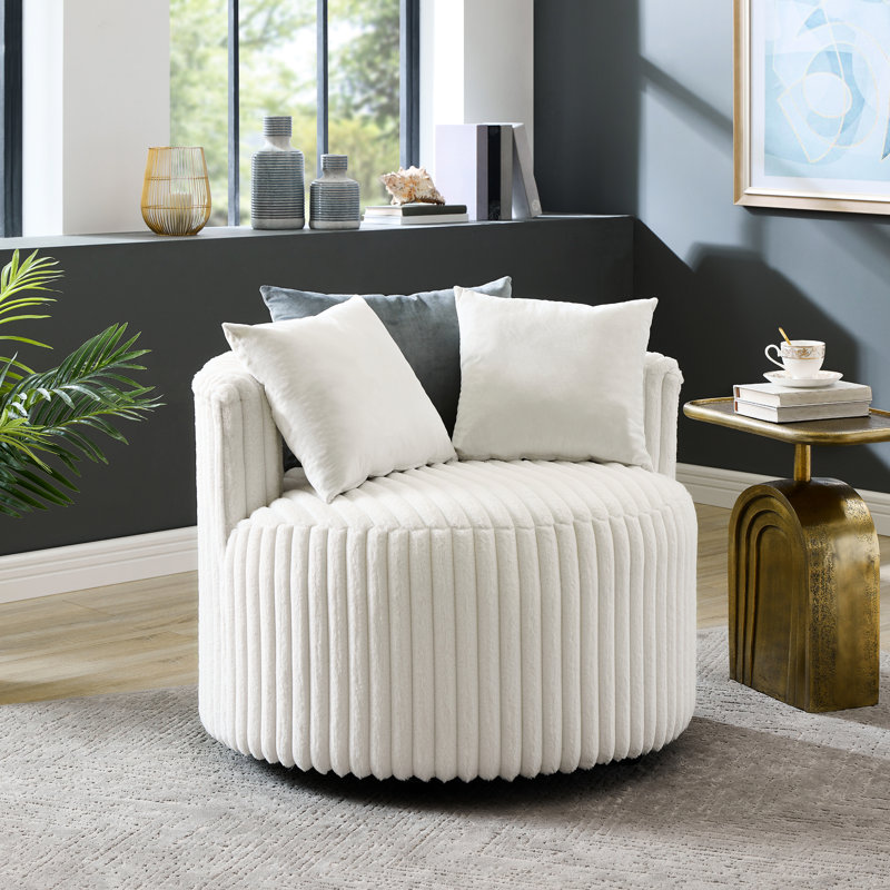 Fauteuil d'appoint confortable avec roulettes, revêtement en velours côtelé rembourré pour une décoration intérieure décontractée