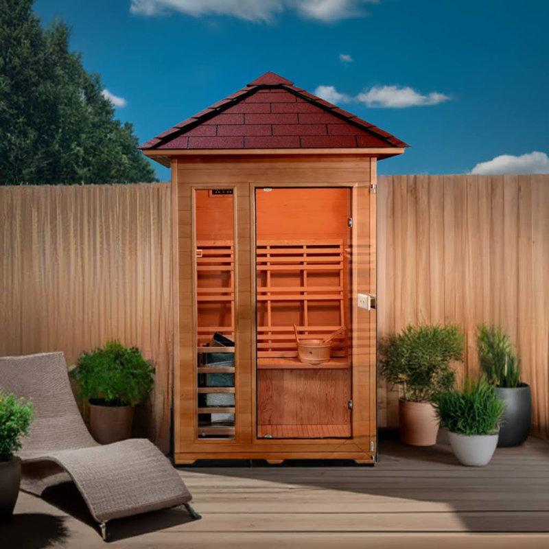 SunRay Saunas 2 - Person Bluetooth Compatible Traditional Steam Sauna in Hemlock