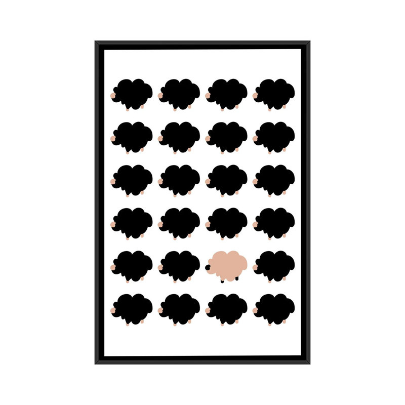 Berger rose-impression d’art graphique, Pas de tapis, H 40 po x l 26 po x P 1,5 po, Toile avec cadre noir