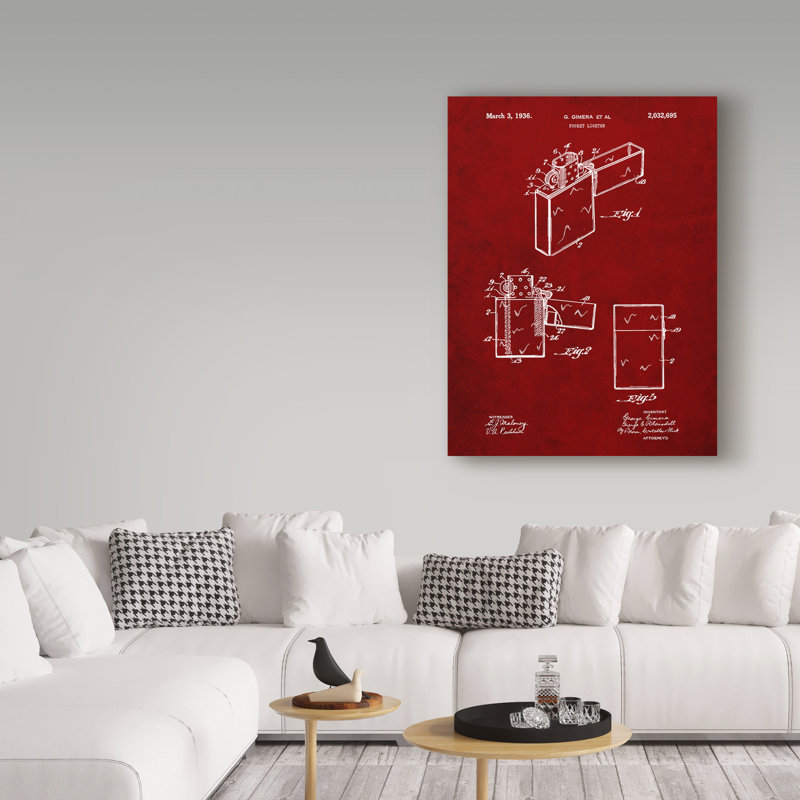 'Zippo Lighter' Drawing Print on Wrapped Canvas, 19" H x 14" W