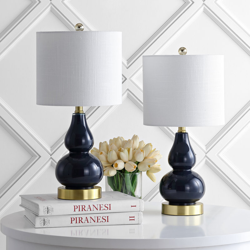 Aenwood Glass Table Lamp, Navy