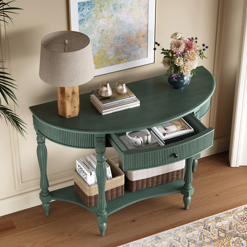 Console de 45 po en demi-lune Farmhouse, Antique Green