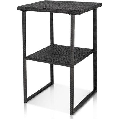 Bar Table Counter Height Patio High Top Dining Table Bistro Pub Table With Storage Shelf For Deck Poolside Balcony Garden by Hokku Designs