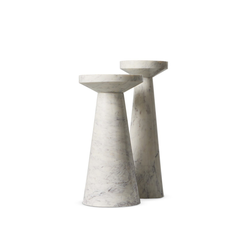 Mabel Nesting End Tables-Veined White Marble