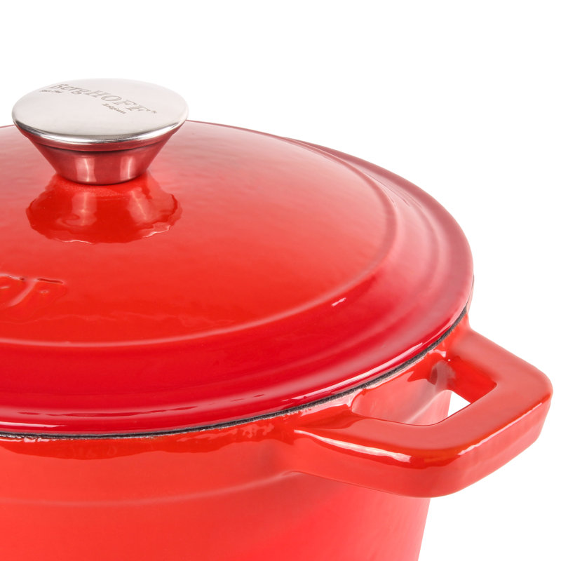 BergHOFF Neo 4pc Cast Iron Cookware Set with 3Qt. and 7Qt. Covered Dutch Ovens, Red