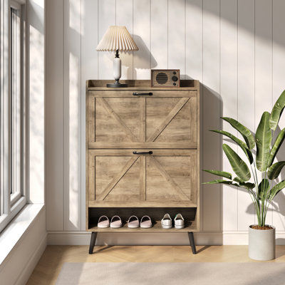 Armoire de rangement pour chaussures 20 paires avec 2 tiroirs et tablettes réglables