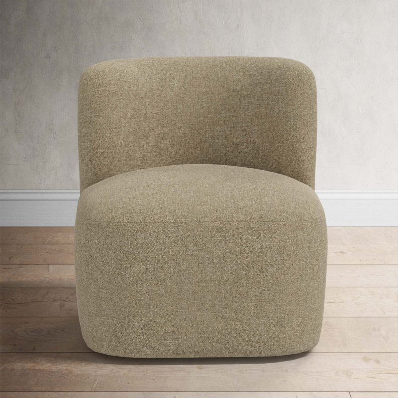 Mariza Upholstered Swivel Accent Chair, Zuma Natural Textured Linen