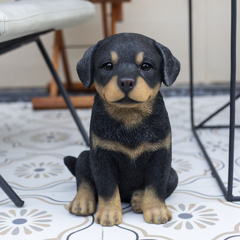 Black Rottweiler | Handpainted Decorative Puppy Statue for Home & Garden Decor | Premium Polyresin Dog Statue | Gift for Dog Lovers | Weather-Resistant Indoor/Outdoor Decor