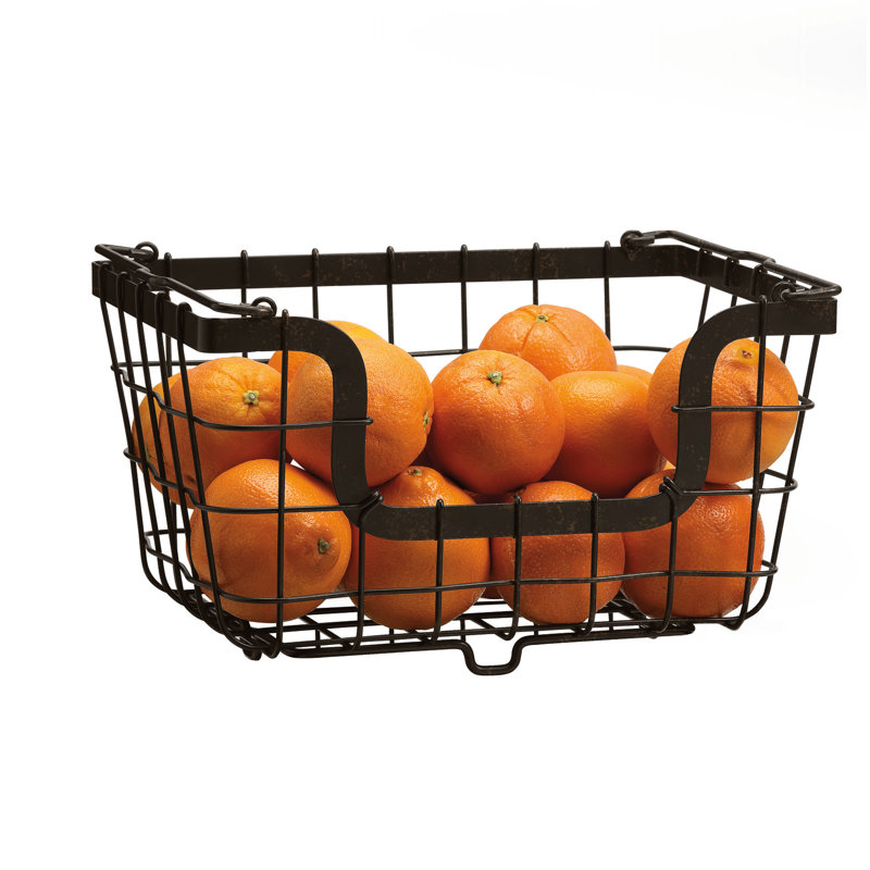 Gourmet Basics by Mikasa General Store Stacking/Nesting Metal Basket, Antique Black