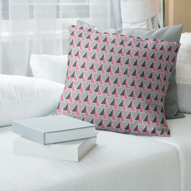 Patricia Geoffrey Geometric Reversible Throw Pillow, 16" H x 16" W, Down Alternative, Pink Accent