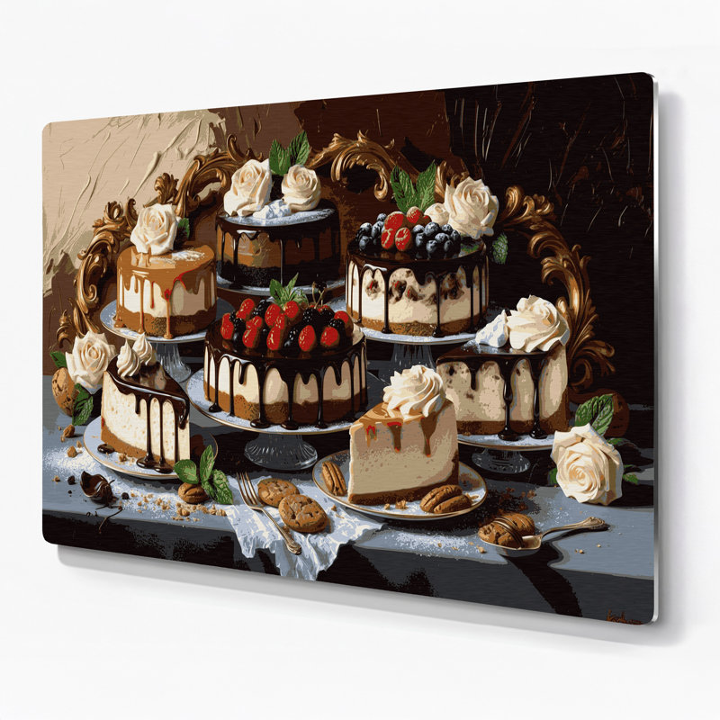 Desserts Cheesecake Black Metal Wall Art, 11" H x 14" W