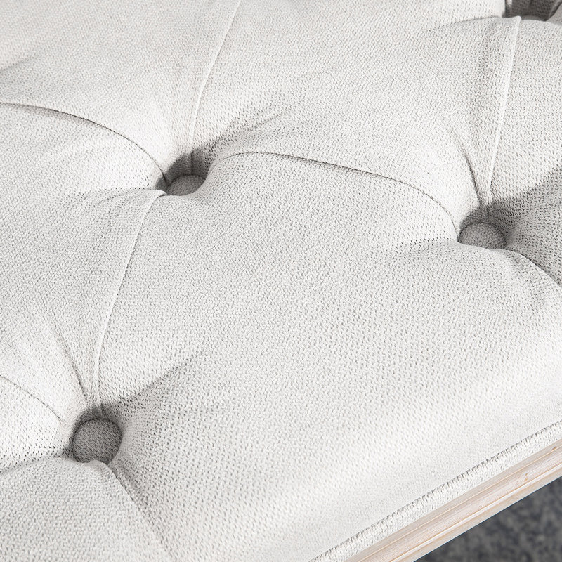 Fin de banc de lit, banc de chambre rembourré, blanc crème