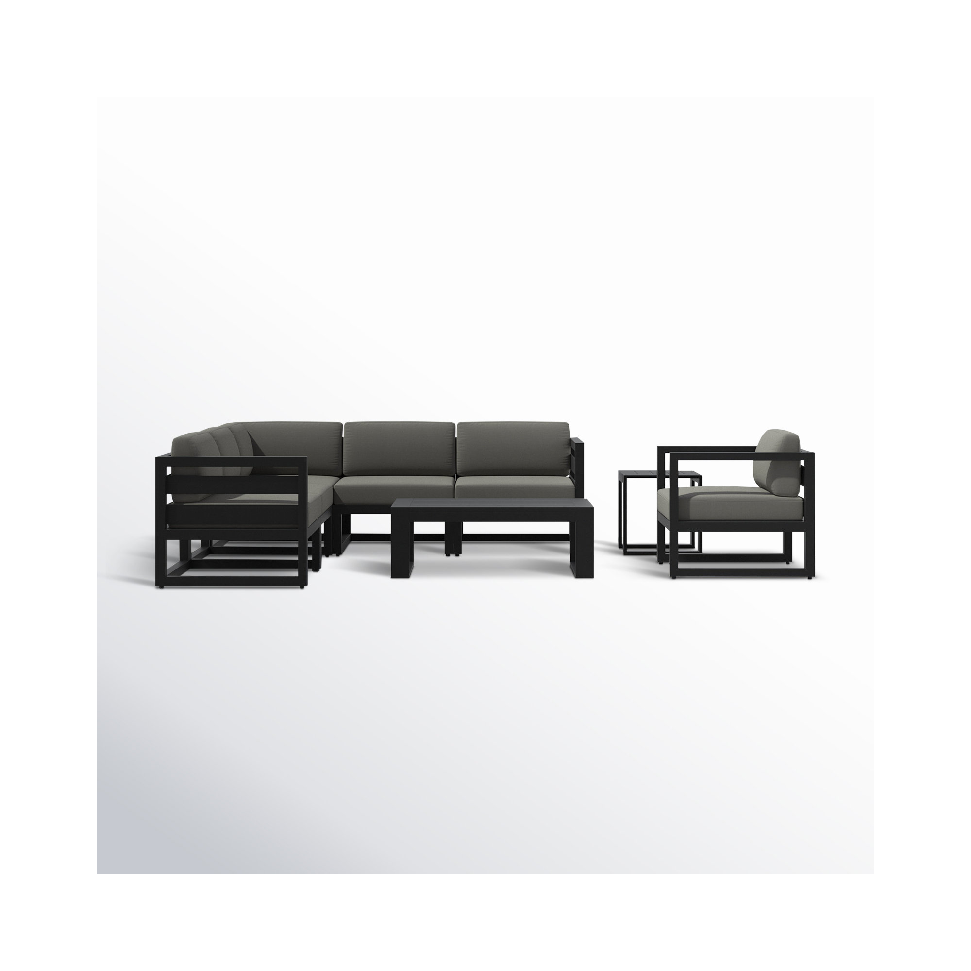 Smith 4 Piece Sectional Seating Group with Sunbrella® Cushions, Black, Canvas Charcoal
