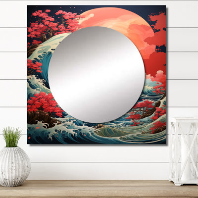 Adamas - art mural miroir carré pour la salle de bain Dramatic Ocean Waves IV