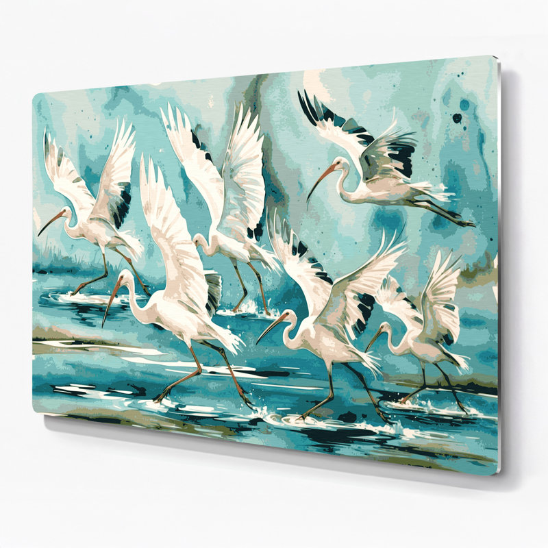 Oiseaux, oiseau blanc, beige, art mural en métal, H 8 po x l 10 po