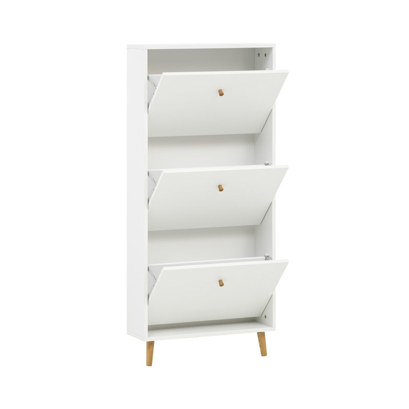 McDermitt 12 Pair Flip Down Shoe Storage, White