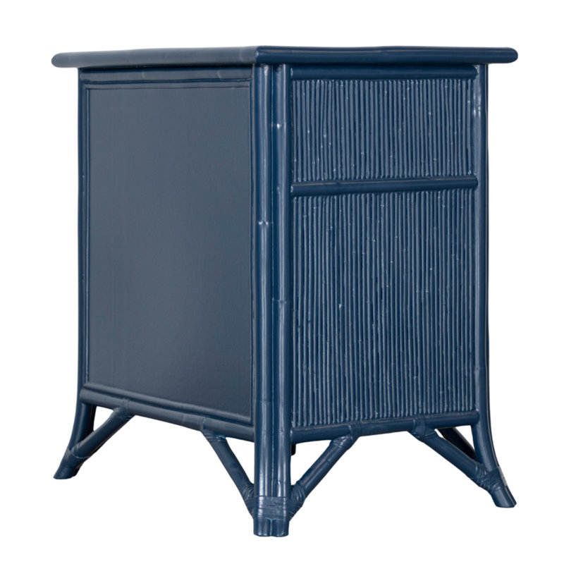 1 - Drawer Rattan Nightstand, Navy Blue