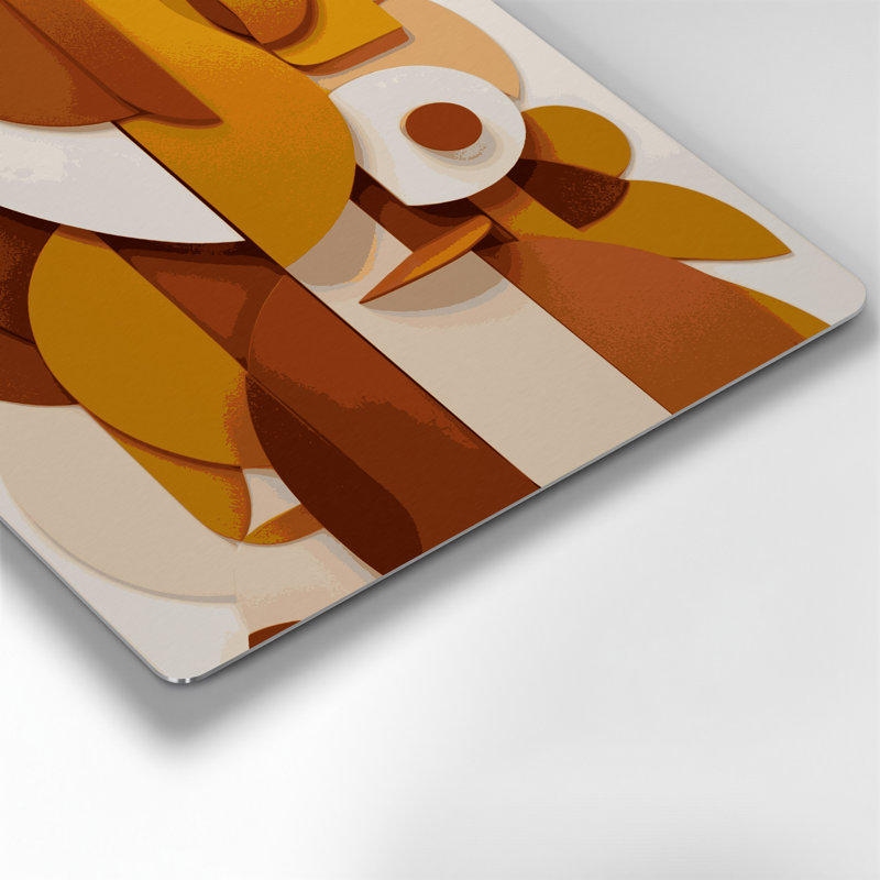 Abstrait formes 91, art mural en métal beige, H 12 po x l 12 po