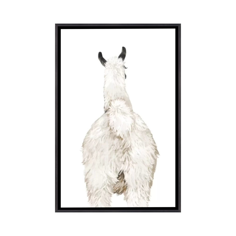 Art du lama, Toile avec cadre noir patiné, H 48 po x l 32 po x P 1,5 po