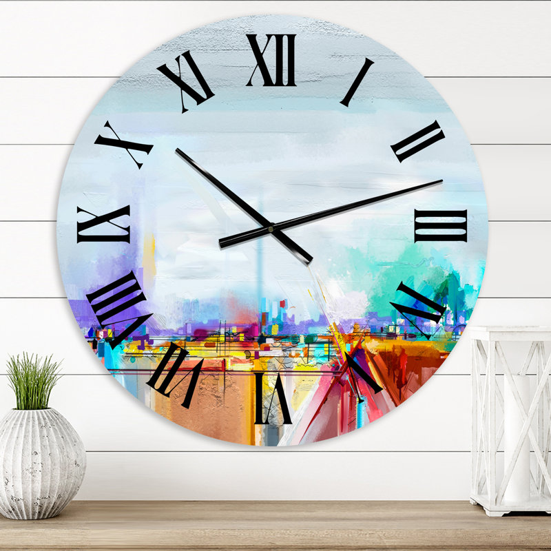 Abstrait coloré paysage marin V - horloge murale nautique et côtière, Petit