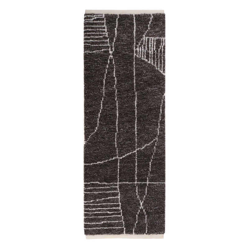 Lulu Abstract Area Rug in Steel Gray/White, Runner 2'6" x 12'