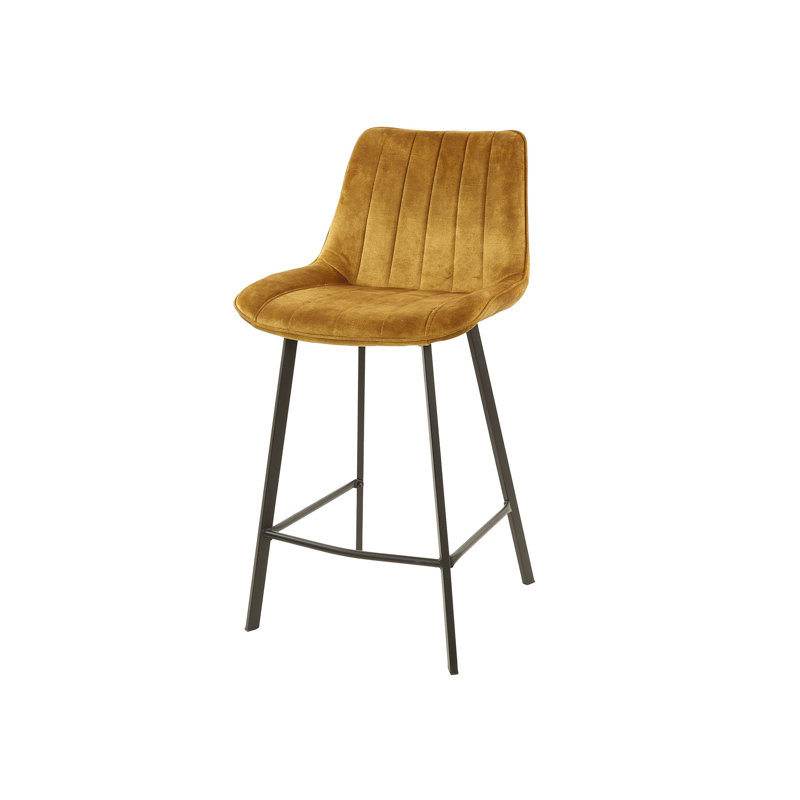 Brecksville Upholstered Counter Stool with Metal Frame, Orange