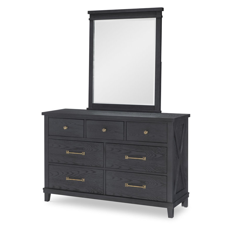 Commode 7 tiroirs Harriett, Noir, noir, noir, noir