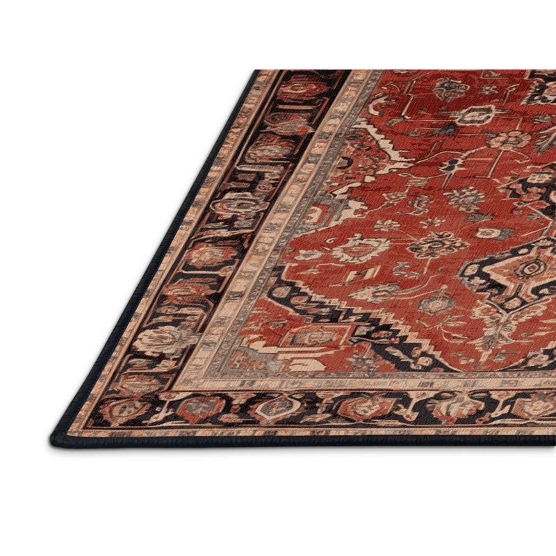 Tapis brun lavable à la machine, Rond 5 pi