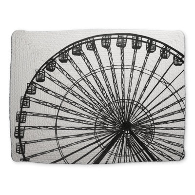 White Braided Polyester Placemat - Monochrome Ferris Wheel Decor